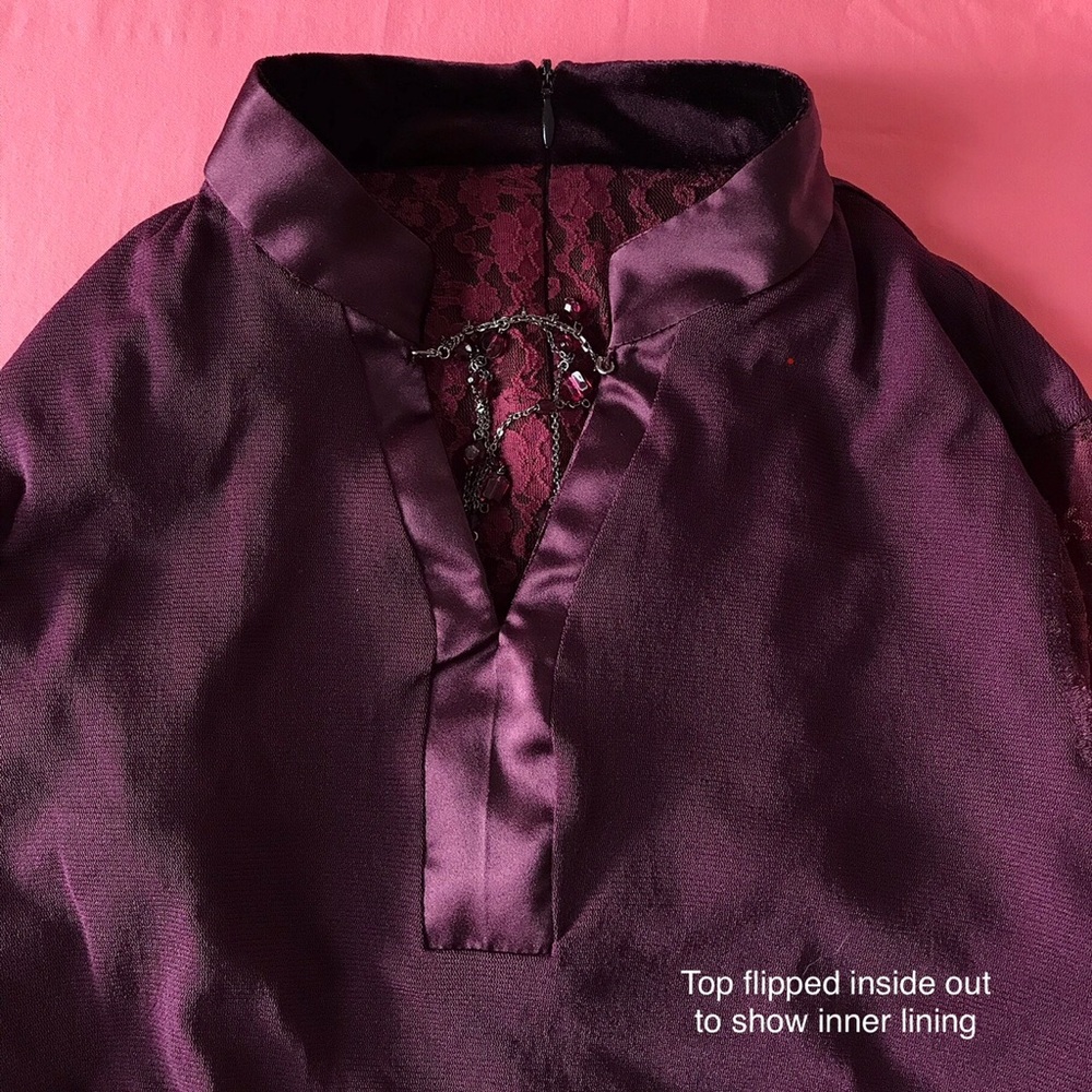 Women's Plum/burgundy Purple Lace Blouse - Picture 9 of 10